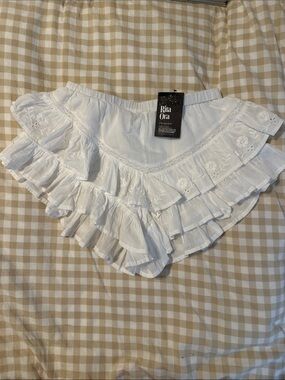 Cotton White Tiered Ruffle Mini Skirt